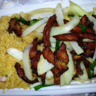 House special chicken (prepared with scallions and white onions)