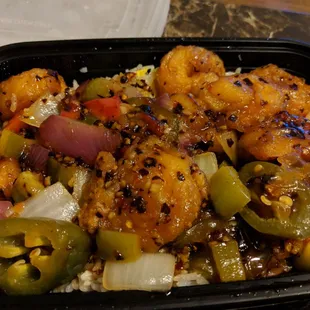 Thai spicy shrimp with baked rice