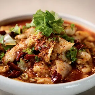 Fish Fillet in Chilli Oil Sauce（水煮鱼片)