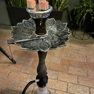 Hookah with mint and melon mix with a peach