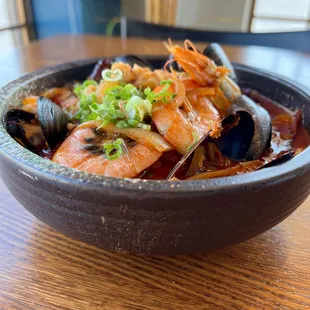 a bowl of food on a table