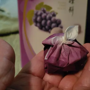 Grape mochi (12 to a box). Too cute!