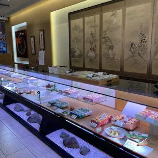 a variety of sushi dishes