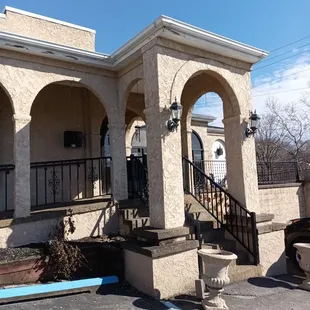 the front of the building