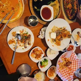 Tofu army stew. Bulgogi fries. Kim Chi pancake.