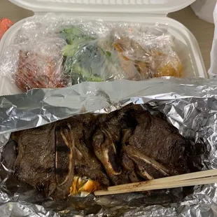 grilled steak and vegetables