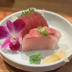 Tuna and Yellowtail sashimi