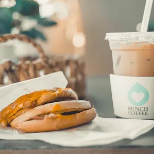 Bacon panini and iced latte photo courtesy of @onceuponajean