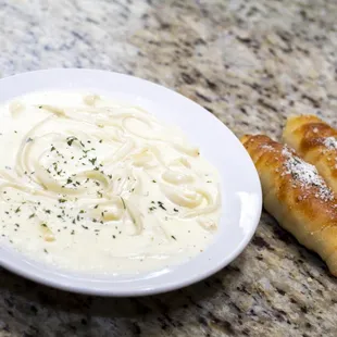 Fettuccine and a calzone!