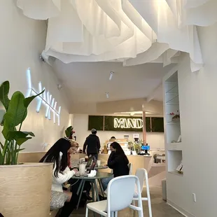 An inside look of the cafe, beautiful ceiling