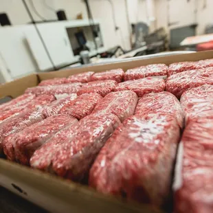a box of raw meat