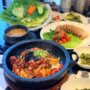 Octopus Bibimbap + Pork Belly Wraps
