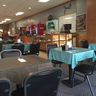 tables and chairs in a restaurant