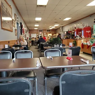tables and chairs in a restaurant