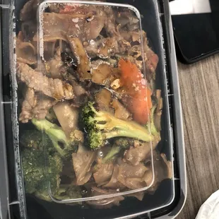31. Pad See Ew with beef closed container. Good portion.