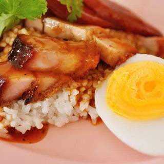 50. Crispy Pork and BBQ Pork over Rice