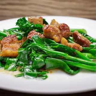 63. Crispy Pork with Chinese Broccoli Stir-Fried