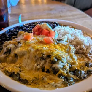 Brisket enchiladas, green
