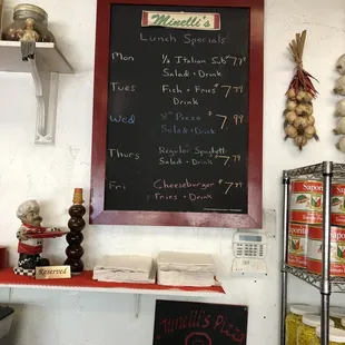 Lunch special menu board.