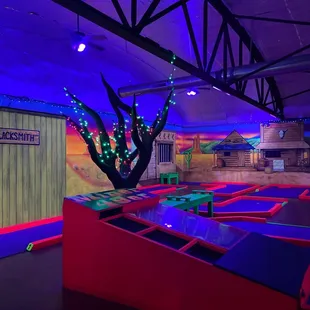 indoor play area with artificial lighting