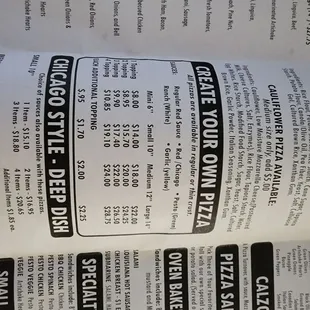 sushi and sashimi, menu