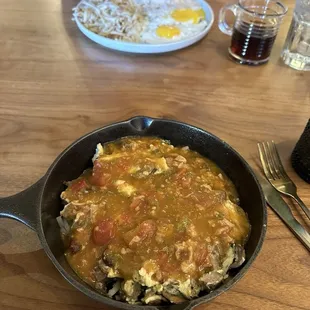 Green chili smothered skillet