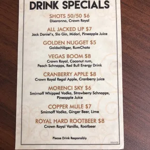 specials for drinks