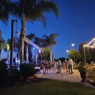 a crowd of people walking around