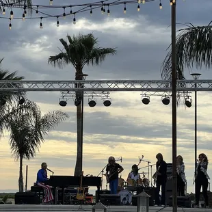 a band playing on stage