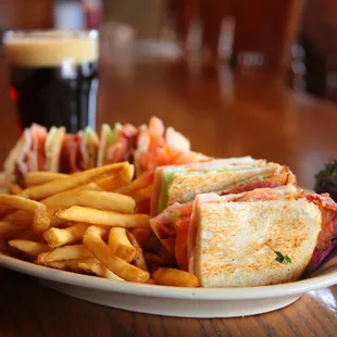 a sandwich and fries