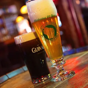 two glasses of beer