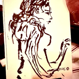 I made a nice drawing of a new friend that added culture to place and improved my memories of this nice meal.