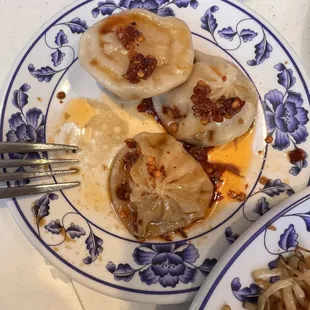 Soup dumplings with fried chili crisp