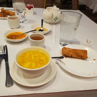 Egg drop soup &amp; spring roll