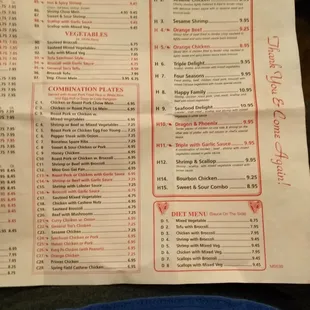 sushi and sashimi, menu