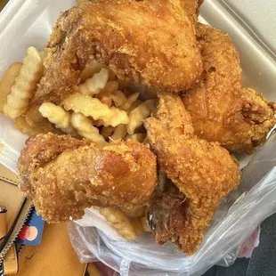 Fried Chicken Wing Lunch with French Fries
