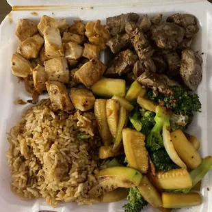 A very generous Hibachi chicken &amp; steak combo