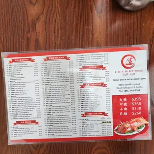 menu