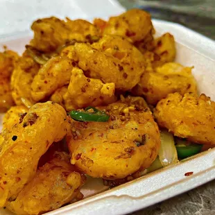 Their Spicy Salt Pepper Baked Shrimp is to die for. (Oils destroy me soon after as well!)