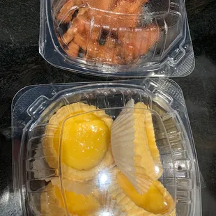 Chicken feet and egg custard