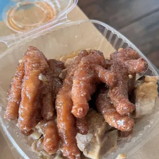 Chicken paw over pork ribs
