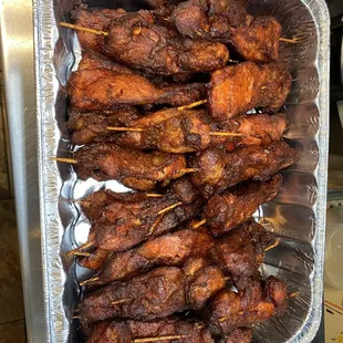 Party trays chicken on the stick