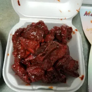 Rib tips (too much sauce for me)