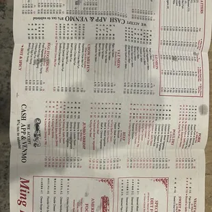 menu