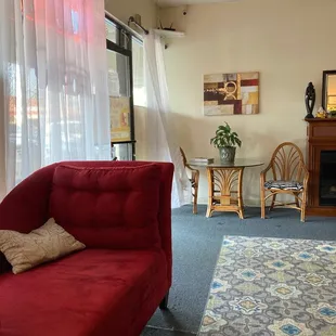 Nice little waiting set up when u come in this place