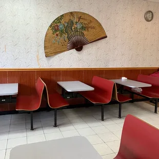 empty tables and chairs