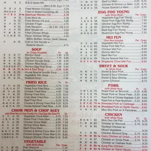 Menu as of 08/2016
