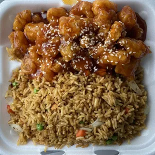 Lunch Sesame Chicken with Fried Rice