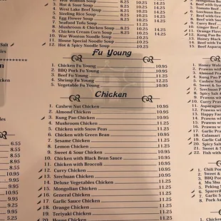 Current menu prices 12/5/2021