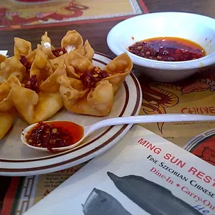 Me Love  Crab Rangoon how bout you. Fresh squeezed pepper sauce my addiction Delicious